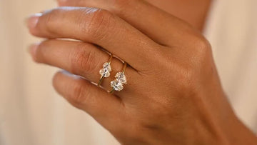 Oval and Pear Cut Toi Et Moi Diamond Ring / 0.50 or 1 Ct Double You and I Ring / Diamond Wedding Band / Diamond Engagement Ring