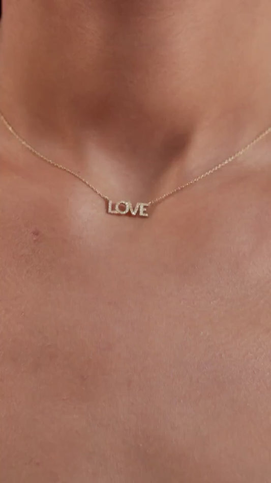 Diamond Love Necklace / Dainty Personalized Letter Necklace / Romantic Gift Idea Birthday Anniversary Gifts