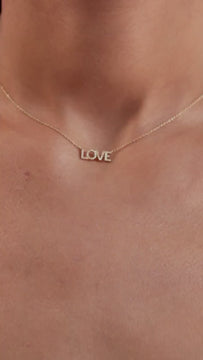 Diamond Love Necklace / Dainty Personalized Letter Necklace / Romantic Gift Idea Birthday Anniversary Gifts