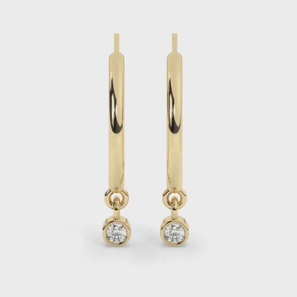 Diamond Hoop Earrings / 14k Dangling Diamond Hoop Earrings / Anniversary Gift / Birthday Gift / Graduation Gift / Bridal Gift / Wedding Gift