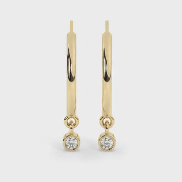 Diamond Hoop Earrings / 14k Dangling Diamond Hoop Earrings / Anniversary Gift / Birthday Gift / Graduation Gift / Bridal Gift / Wedding Gift