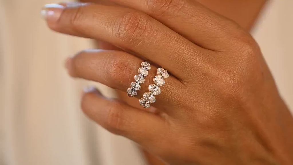 14k Gold Five Oval Diamond Promise Ring - Anniversary Wedding Band