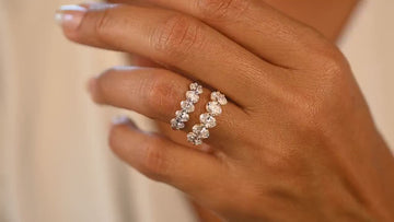 14k Gold Five Oval Diamond Promise Ring - Anniversary Wedding Band