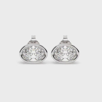 14k Gold Oval Diamond Studs: Bezel Set Baguette Earrings