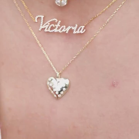 Diamond Name Necklace / 14k Personalized Diamond Name Necklace / 10 Font Options / Personalized Diamond Letter Necklace / Birthday Gift