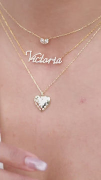 Diamond Name Necklace / 14k Personalized Diamond Name Necklace / 10 Font Options / Personalized Diamond Letter Necklace / Birthday Gift