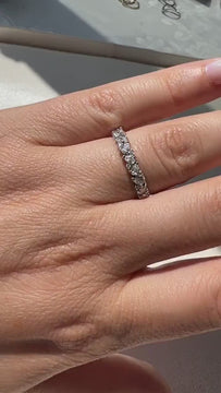 Diamond Wedding Band / 14k Marquise and Round Diamond Wedding Ring / Wedding Band / Stacking Ring / Diamond Bridal Gift Ideas