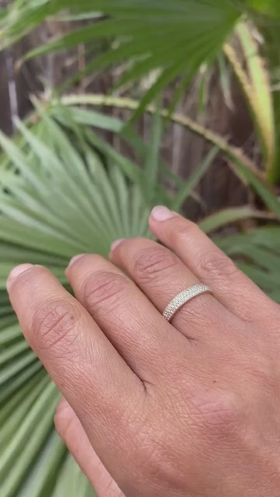 Diamond Wedding Band / 14k Gold 3 Row Halfway Diamond Wedding Ring / Graduation Gift / Wedding Ring / Engagement Ring / Anniversary Gift