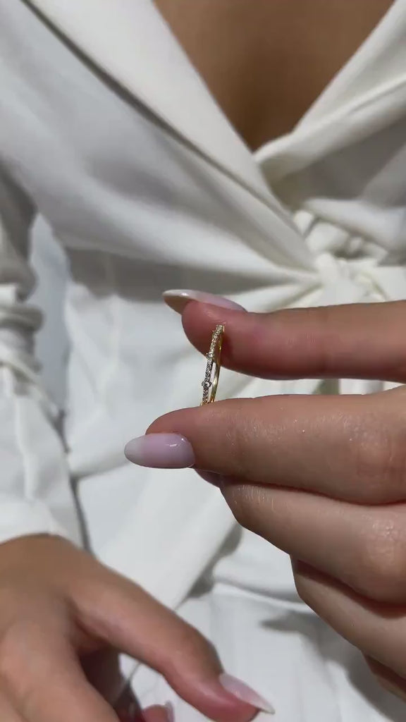 Diamond Stacking Ring / 14k Gold Round Diamond Wedding Ring / Graduation Gift  / Engagement Ring / Birthday Gift / Anniversary Gift