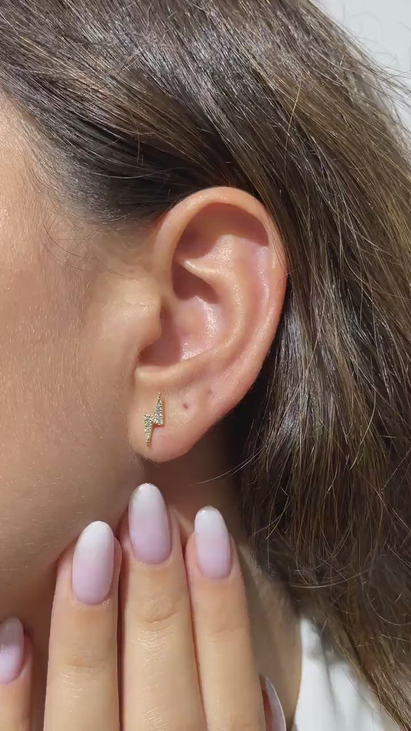 3 Diamond Bar Studs / 14k Gold Diamond Prong Earrings / Anniversary Gift / Birthday Gift / Graduation Gift / Bridal Gift / Diamond Gift Idea