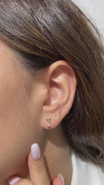 Diamond Dangling Earrings / 14k Gold and Diamond Dangling Earrings / Dainty Diamond Earrings / Birthday Gift / Diamond Gift Ideas