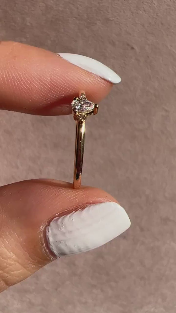 14k Gold Pear Diamond Wedding Band / Teardrop Engagement Ring / Diamond Stacking Ring / Diamond Gift Idea / Minimalist Ring