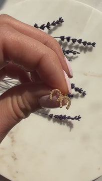 Diamond Horseshoe Stud Earrings / 14k Diamond Stud Earrings / Dainty Diamond Studs / Birthday Gift / Bridal Gift / Graduation Gift