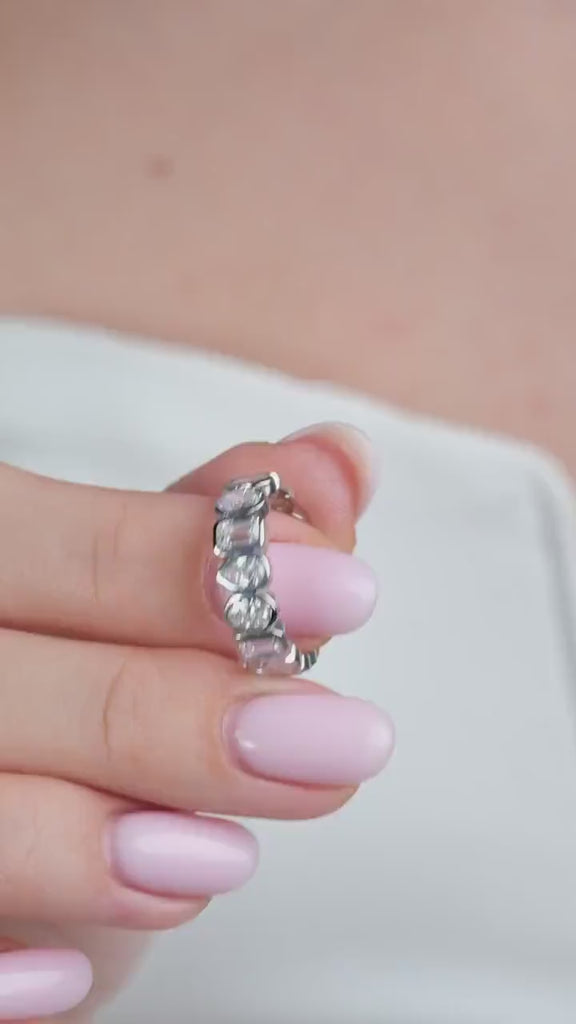 Alternating Bezel Set Emerald, Oval, Pear Shape Diamond Eternity Wedding Band / 3.3 CT Diamond Eternity Ring / Natural & Lab Diamond options