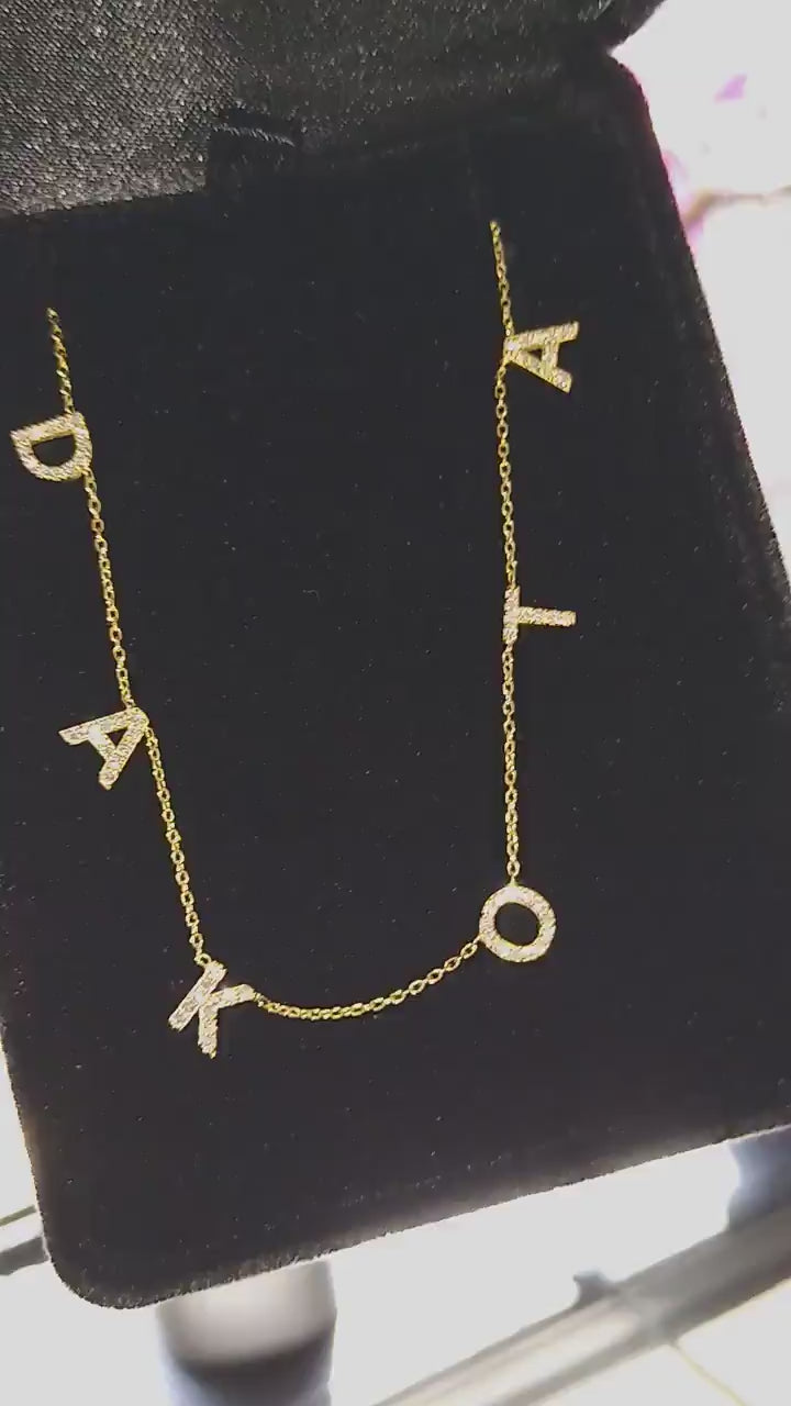 Diamond Initial Necklace / 14k Personalized Pave Diamond Initial Necklace / Diamond Name Necklace / Anniversary Gift / Graduation Gift