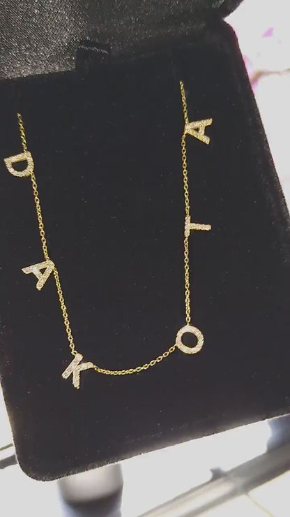Diamond Initial Necklace / 14k Personalized Pave Diamond Initial Necklace / Diamond Name Necklace / Anniversary Gift / Graduation Gift