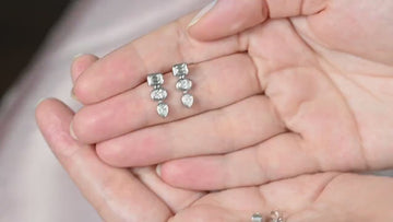 14k Gold Diamond Stud Earrings: Pear, Round & Emerald Cut