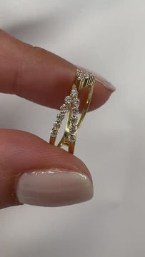 14k Gold Round Diamond Ring/ Diamond Cuff Ring / Anniversary Birthday Graduation Gift / Open Ring / Stackable Ring / Lab or Natural Diamonds