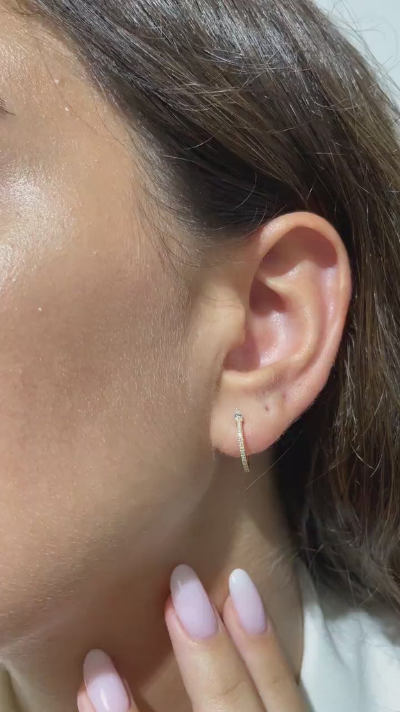 Diamond Hoop Earrings / 14k Gold Diamond Hoops / Diamond Huggie Earrings
