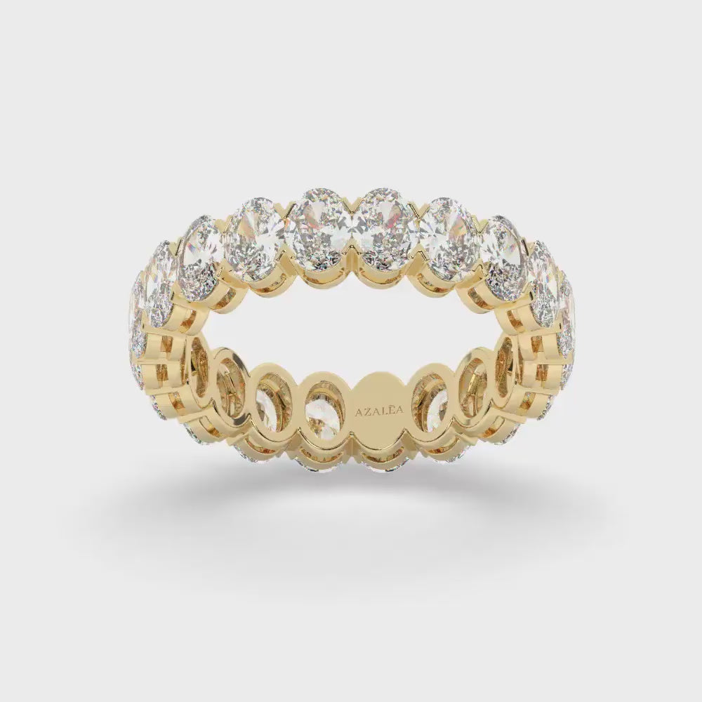 Oval Cut Diamond Eternity Wedding Band: Prong Set Anniversary Ring / Lab and Natural Diamond Options