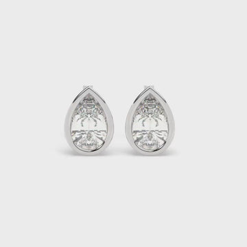 14k Gold Pear Diamond Studs: Bezel Set Dainty Earrings
