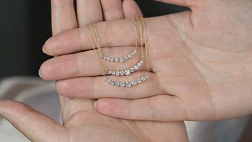 Floating Diamond Necklace, 14k Curved Bar Necklace, Minimalist Diamond Necklace / Gift for her / Dainty Diamond Necklace