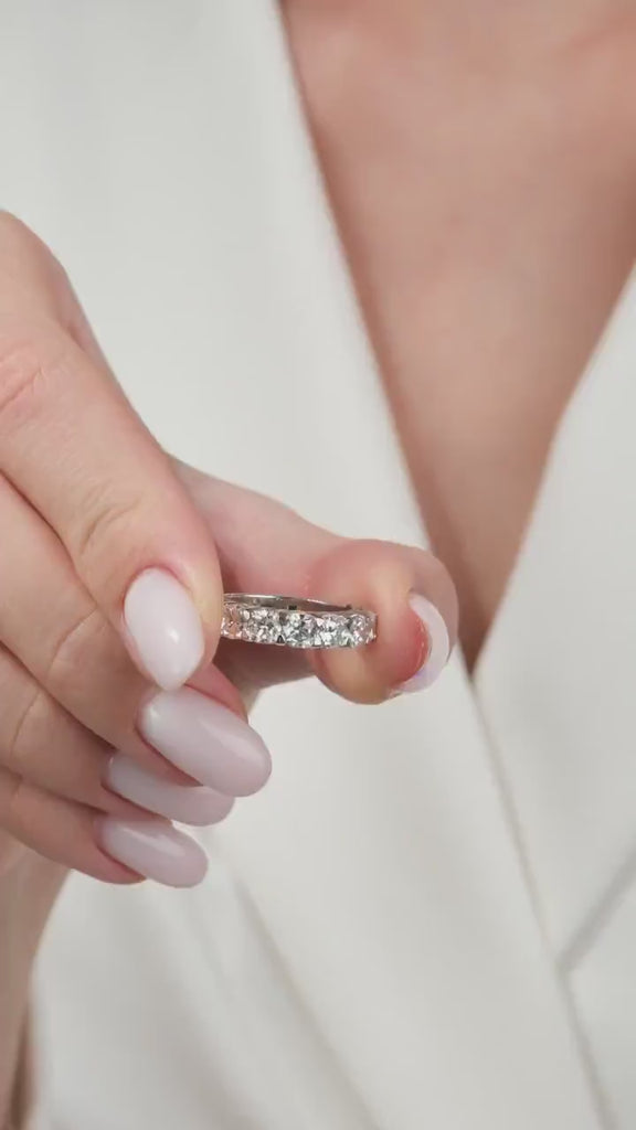 Elegant Cushion Cut Half Eternity Diamond Band in 14k Gold - Your Choice of Natural or Lab Grown / Halfway Cushion Cut Wedding Band