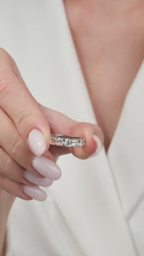 Elegant Cushion Cut Half Eternity Diamond Band in 14k Gold - Your Choice of Natural or Lab Grown / Halfway Cushion Cut Wedding Band