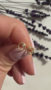 Diamond Circle Studs / 14k Gold and Diamond Circle Earrings / Open Circle Studs / Diamond Gift Ideas / Diamond Birthday Gift