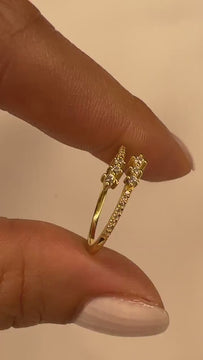 14k Gold Diamond Cuff Ring / Anniversary Ring / Wedding Band / Stacking Ring / Bridal Gift / Birthday Gift / Diamond Spiral Ring