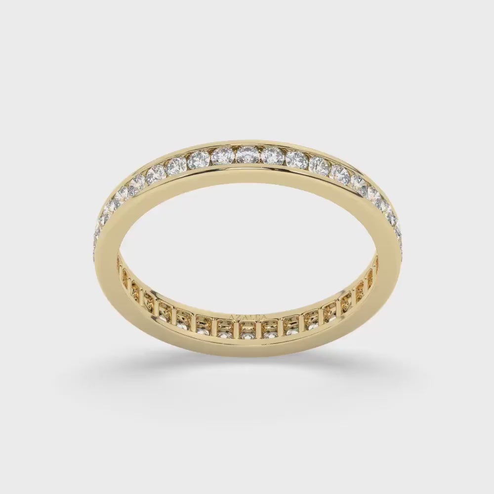 14k Gold Channel Set Full Eternity Diamond Wedding Band/ 0.50 - 1.5 CT Channel Set Eternity Ring / Natural, Lab Diamond,  Moissanite Ring