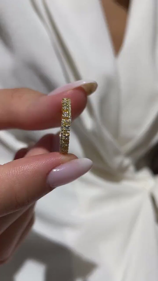 14k Gold Diamond Wedding Band / Unique Diamond Stacking Ring / Graduation Gift / Bridal Gift / Birthday Gift / Anniversary Statement Ring