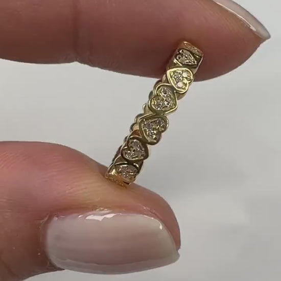 14k Gold Eternity Heart Stacking Ring / Love Ring / Anniversary Gift / Birthday Gift / Diamond Gift Ideas Heart / Women's Wedding Band