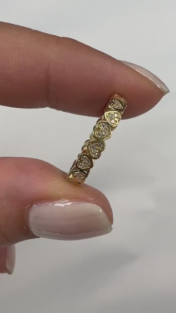 14k Gold Eternity Heart Stacking Ring / Love Ring / Anniversary Gift / Birthday Gift / Diamond Gift Ideas Heart / Women's Wedding Band