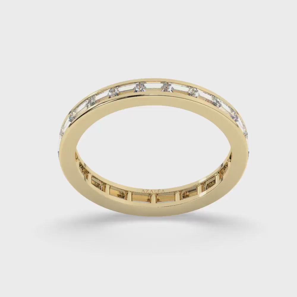 14k Gold Baguette Diamond Ring / 0.75 - 1.5 CT Channel Set Full Eternity Wedding Band / Engagement Ring / Natural & Lab Diamond Options