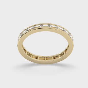 14k Gold Baguette Diamond Ring / 0.75 - 1.5 CT Channel Set Full Eternity Wedding Band / Engagement Ring / Natural & Lab Diamond Options