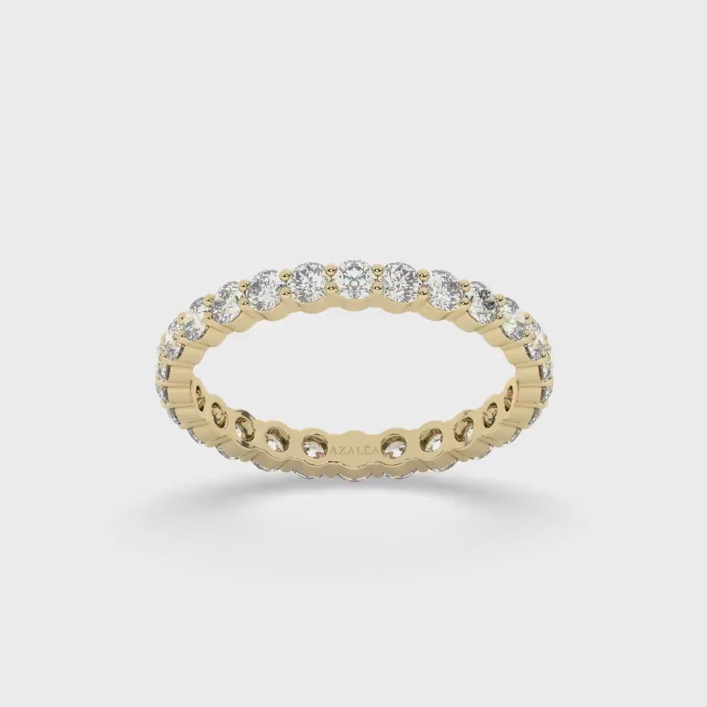 14k Solid Gold Full Eternity Ring Prong Set,  1-2 CT Round Cut Diamond Wedding Band, Anniversary Ring, Classic Wedding Band, Bridal Jewelry