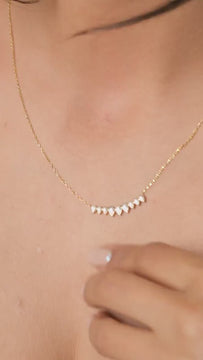 Curved Diamond Necklace / 14k Curved Pear Shape Diamond Necklace / Minimalist Drop Diamond Necklace / Pear Diamond Necklace