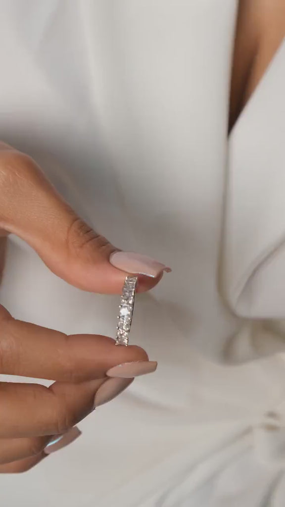 Princess Cut Diamond Wedding Band: 1.35 CT Half Eternity Ring