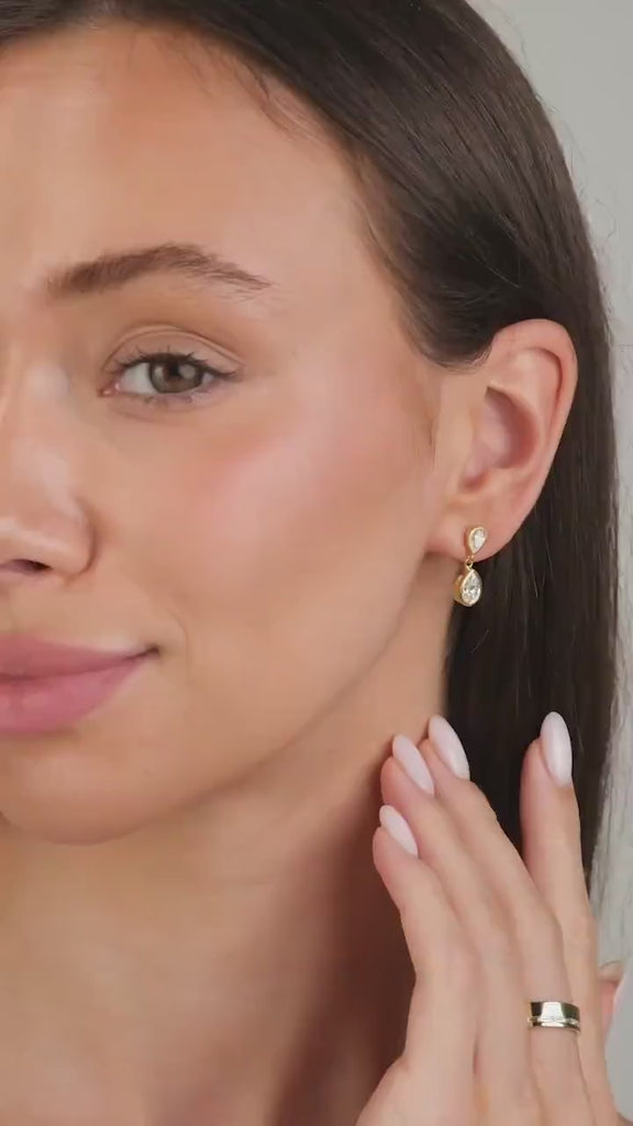 14k Gold Pear Diamond Dangle Earrings: IGI Certified Lab Grown Diamond