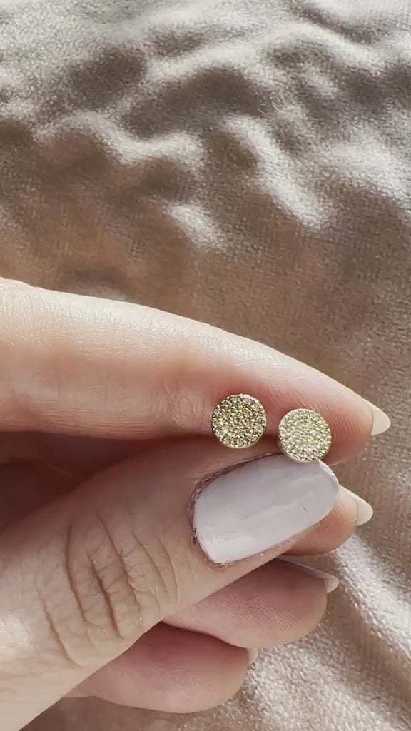 Diamond Disc Studs / 14k Gold Diamond Disc Stud Earrings/ Diamond Bar Studs / Diamond Anniversary Gift / Birthday Gift / Diamond Gift Ideas