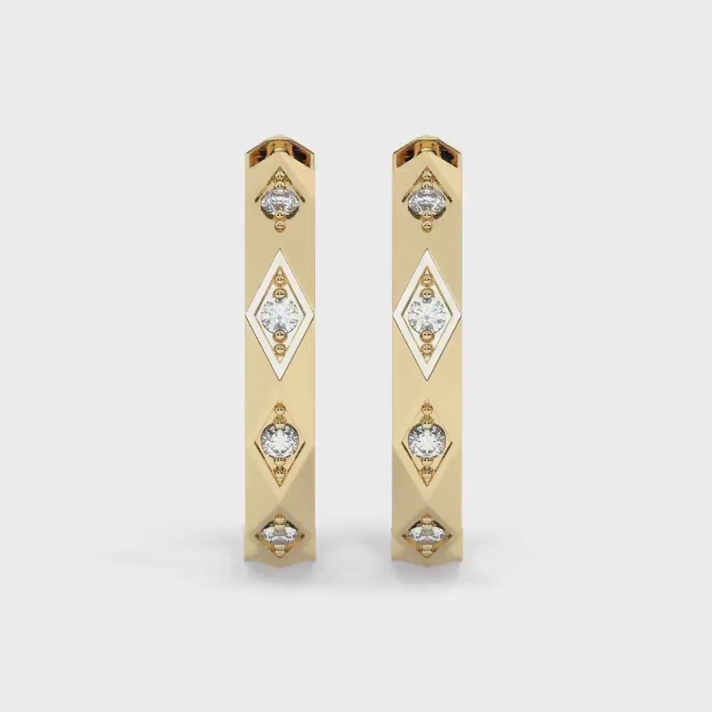 Diamond Huggie Earrings / 14k Gold Hoop Earrings / Anniversary Birthday Graduation Bridal Wedding Gift / Mothers day gift idea for her