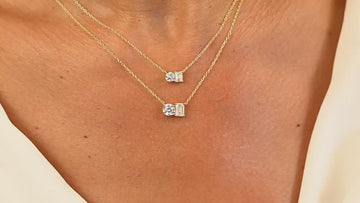 Toi Et Moi Lab Diamond Necklace: Round & Emerald Cuts, 0.50-1 Ct , Lab Natural Diamond Options