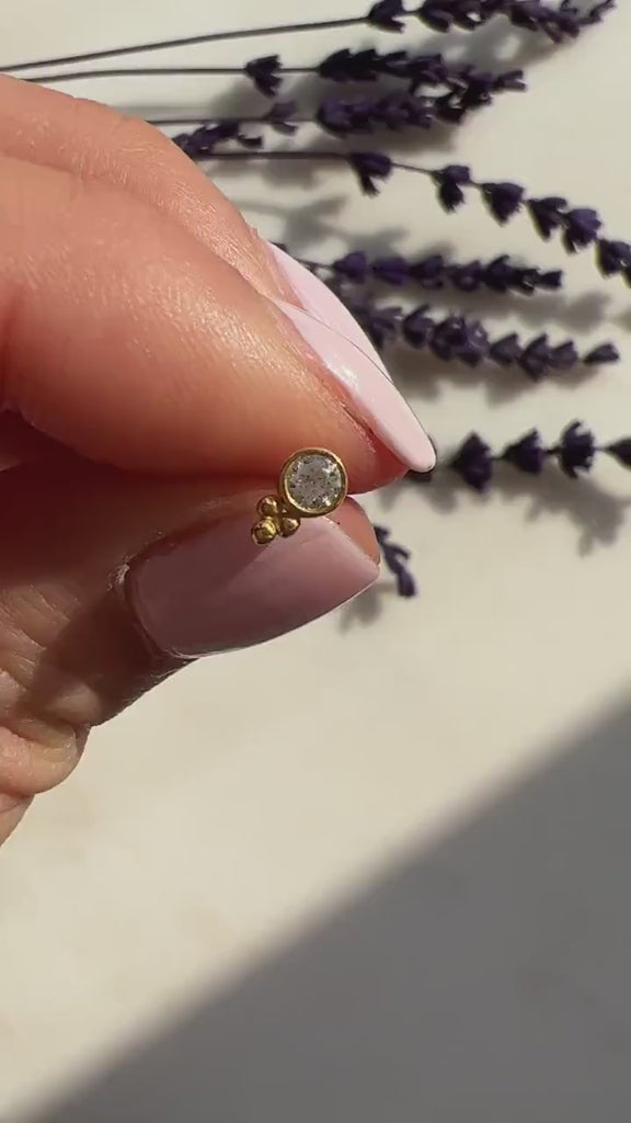 Diamond Studs / 14k Gold Diamond Trio Stud Earrings / Anniversary Gift / Birthday Gift / Graduation Gift / Bridal Gift / Diamond Gift Ideas