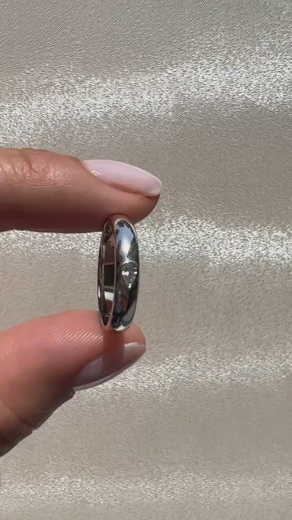 Pear Diamond Bezel Stacking Ring / 14k Pear Diamond Wedding Band / Teardrop Engagement Ring / Flush Diamond Wedding Band / Diamond Gift Idea