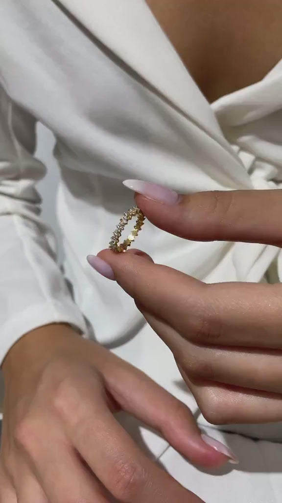 Diamond Eternity Wedding Band / 14k Gold Round Diamond Engagement Ring / Diamond Eternity Stacking Ring / Diamond Stacking Ring