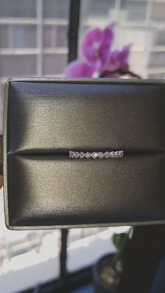 Diamond Half Eternity Wedding Ring / 14k Gold Round Diamond Wedding Band / Engagement Ring / Diamond Stacking Ring / Wedding Ring