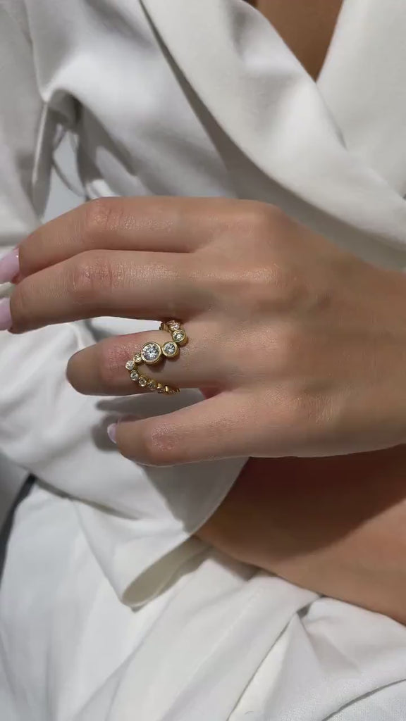 14k Gold Bezel Set Diamond Spiral Stacking Ring/ Promise Ring/ Wedding Band/ Unique Design Ring / Natural, Lab Diamond, Moissanite Ring