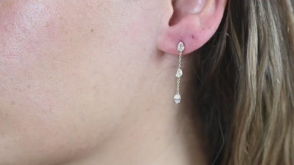 Dangle & Drop Earrings / 14k Gold Dangling Prong Natural Diamond Drop Earrings Gift for Birthday Anniversary Bridal