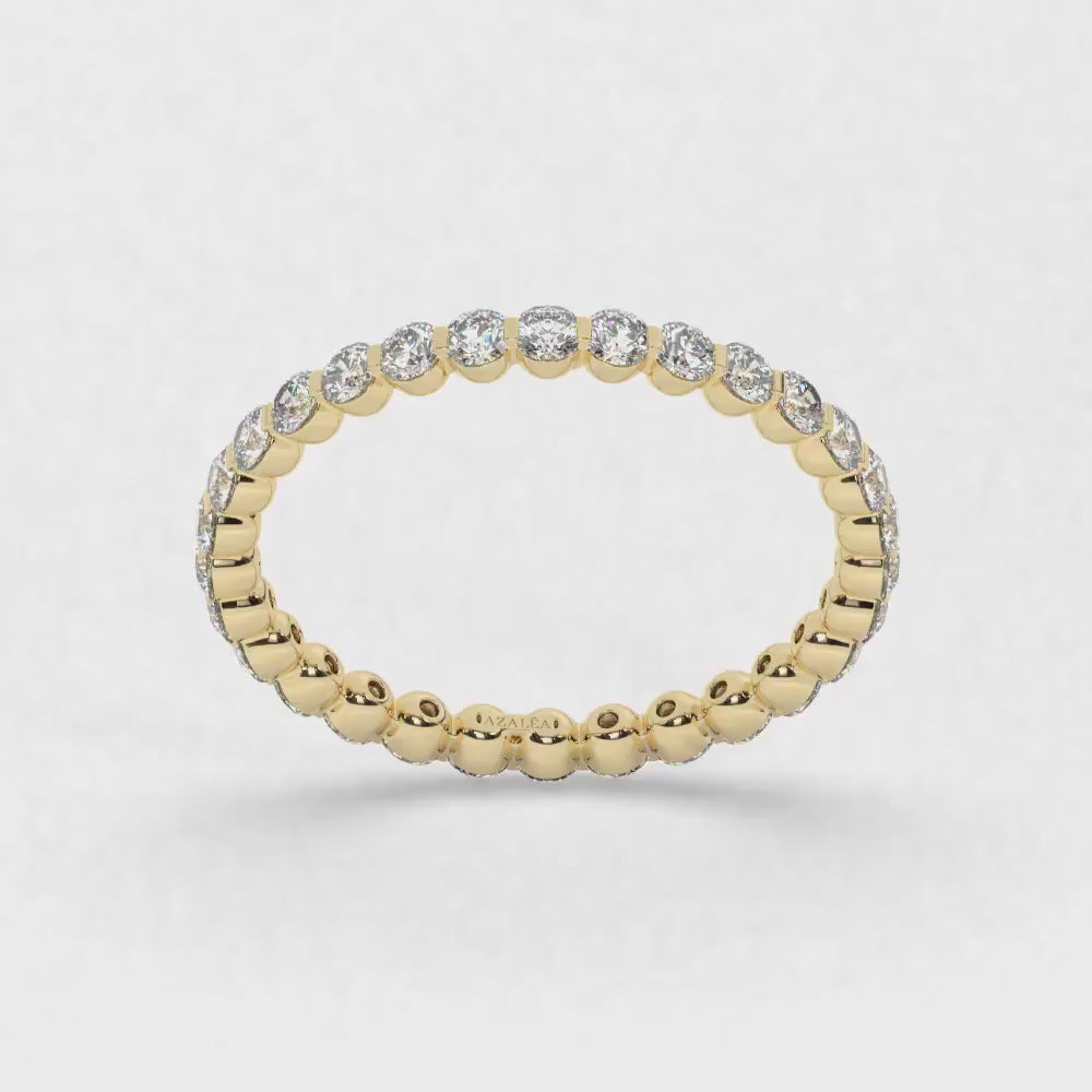 14k Gold Floating Diamond Eternity Band: Anniversary Wedding Ring